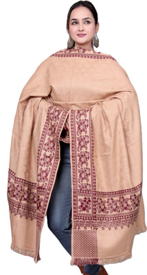 Kriti Wool Self Design Women Shawl(Beige)
