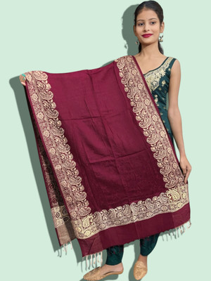 Trandone Wool Printed Women Shawl(Maroon)
