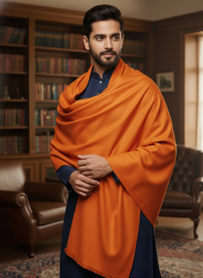 TBC Cashmere, Poly Wool Solid Men, Women Shawl(Orange)