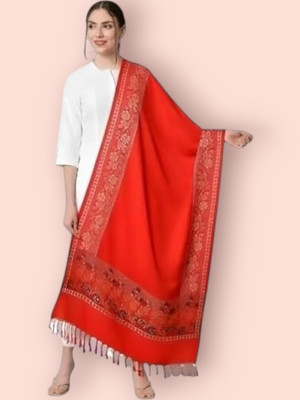 Trandone Wool Embroidered Women Shawl(Orange)