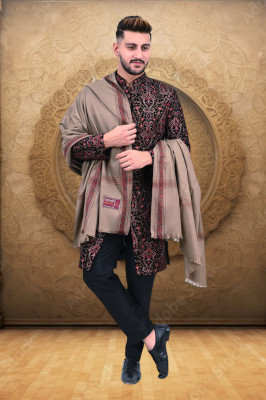 Pink World Wool Solid Men Shawl(Brown)