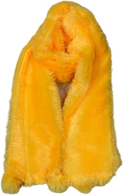 Chhabra Fur Woven Women Shawl(Yellow)