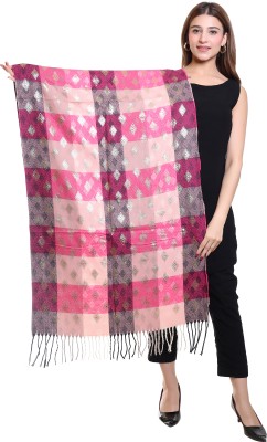 OSWAL Polyester Checkered Women Shawl(Pink)