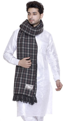 MANBHAV Acrylic Checkered Men Shawl(Grey, Black)