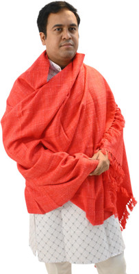 Vrinde Wool Self Design Men Shawl(Red)