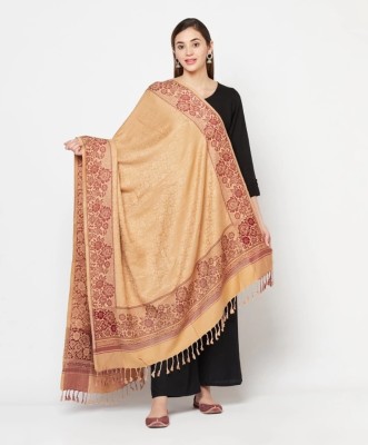 SUMEDH handcrafts Polyester Wool Blend Woven, Self Design Women Shawl(Beige)