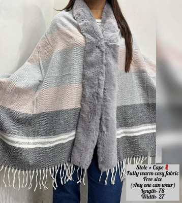 ukal Wool Solid Women Shawl(Grey)