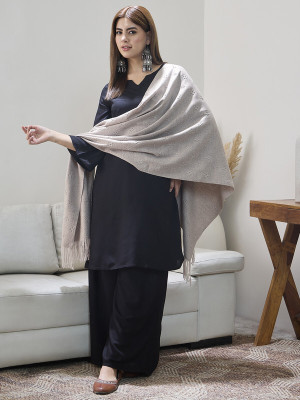 InWeave Acrylic Solid Women Shawl(Beige)