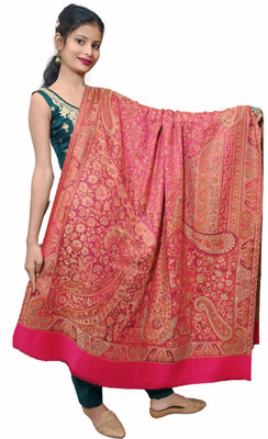 Kashmiri Thead Pashmina Printed Women Shawl(Pink)