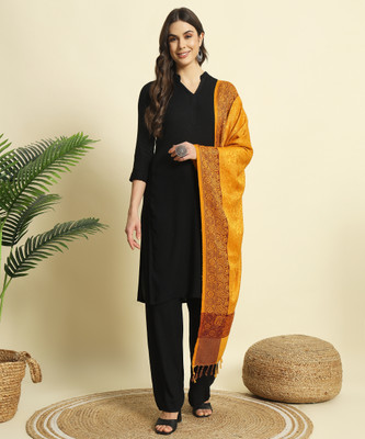 DECANTER Wool Self Design Women Shawl(Yellow)