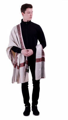 KASHMIRI TREND Wool Printed Men Shawl(Grey)