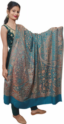 CHOUDHARYRETAILS Wool Woven Women Shawl(Green)