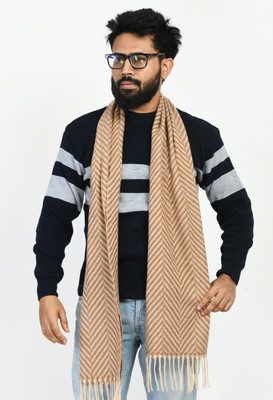 Life and style Wool Striped Men Shawl(Beige)