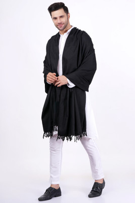 Vrinde Wool Solid Men Shawl(Black)