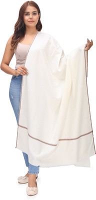CHOUDHARYRETAILS Wool Solid Women Shawl(White)