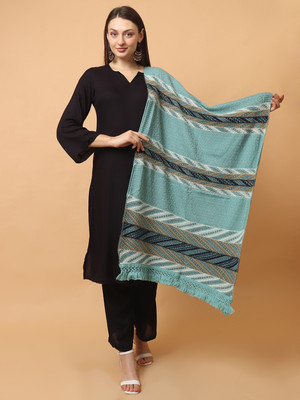 SCHp Wool Self Design Women Shawl(Blue, White, Beige, Multicolor)