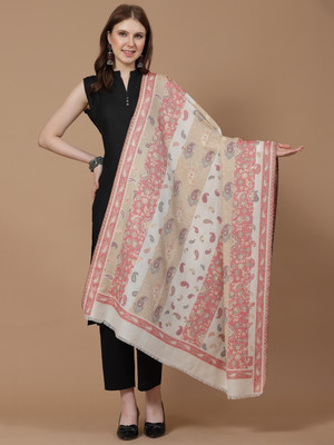 swi stylish Wool Woven Women Shawl(White)