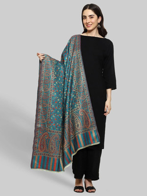 HOC Polyester Wool Blend Woven Women Shawl(Multicolor)
