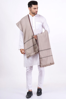 Sprha Wool Self Design Men Shawl(Grey)