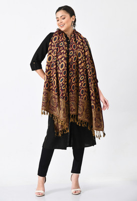 GLADLY Wool Printed Women Shawl(Multicolor)