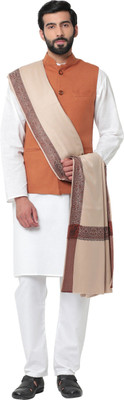 CHOUDHARYRETAILS Wool Woven Men Shawl(Beige)