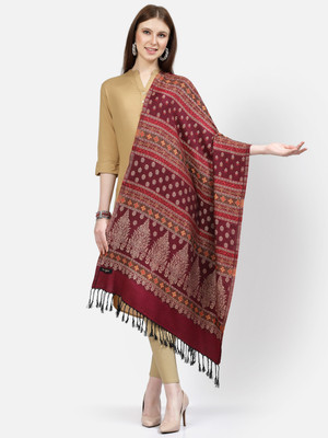 swi stylish Wool Paisley Women Shawl(Maroon)