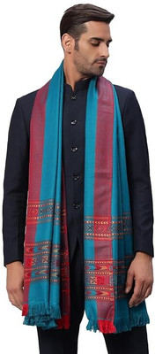 Braid N Cord Polyester Wool Blend Applique Men Shawl(Blue)