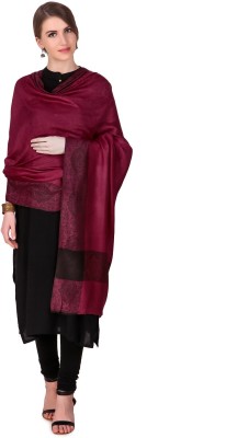 BRAVEZI Cotton Blend, Pure Wool Woven Women Shawl(Maroon)