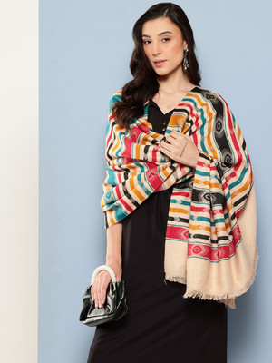 MUHURATAM Wool Printed Women Shawl(Multicolor)