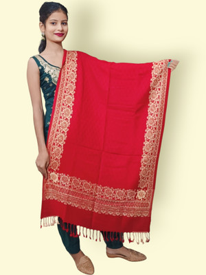 Trandone Wool Embroidered Women Shawl(Red)