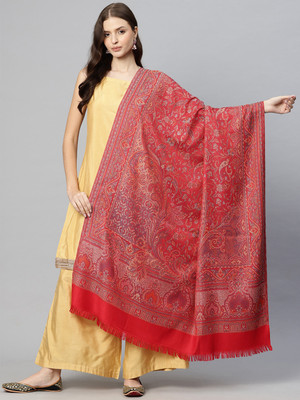 swi stylish Wool Printed Women Shawl(Red)
