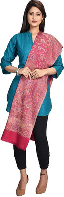 Royal-E-Kashmir Wool Woven Women Shawl(Pink)