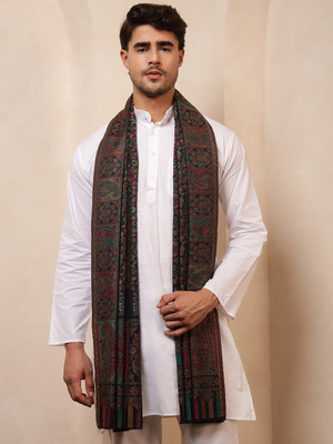 Ravaiyaa - Attitude Is Everything Wool Floral Print Men Shawl(Black)