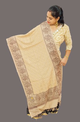 Vrinde Wool Embroidered Women Shawl(Beige)