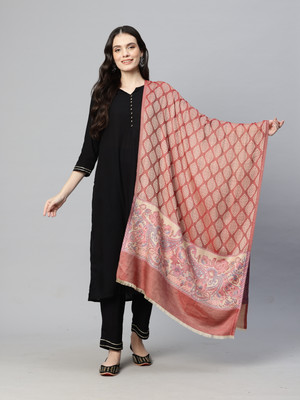 swi stylish Wool Printed Women Shawl(Pink)