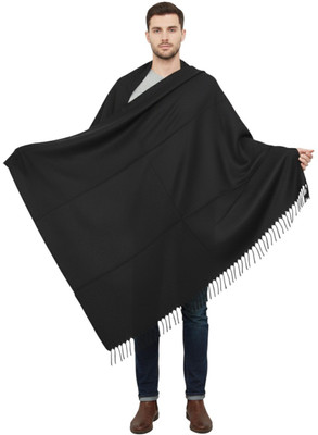 Sprha Wool Solid Men Shawl(Black)