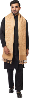 Pashgiri Poly Wool Floral Print Men Shawl(Beige)
