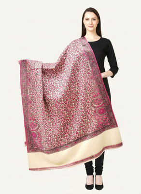 Pink World Wool Woven Women Shawl(Maroon)
