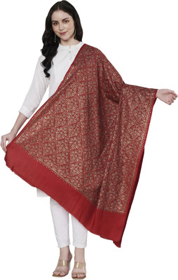 MUFFLY Wool Printed Women Shawl(Maroon)
