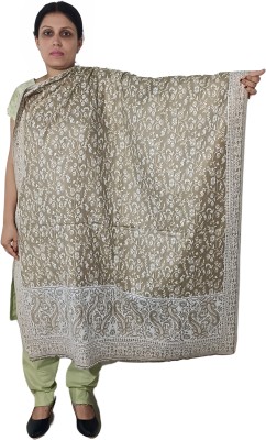 Kashmiri queen Wool Self Design Women Shawl(White)