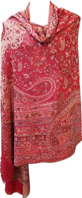 KASHMIR HANDLOOM Wool Self Design Women Shawl(Red)