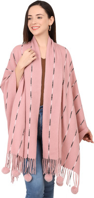 manra Wool Checkered Women Shawl(Pink)