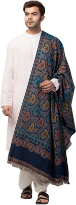 Braid N Cord Polyester Wool Blend Applique Men Shawl(Blue)