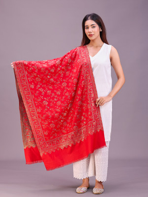 swi stylish Wool Woven Women Shawl(Red)