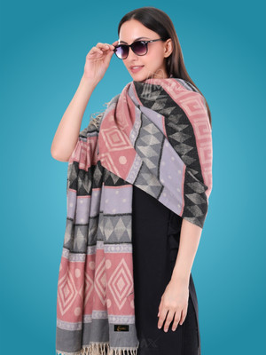 MHAX Pashmina Self Design Women Shawl(Pink)