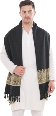 Life and style Wool Printed Men Shawl(Black)