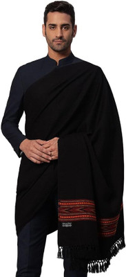 Braid N Cord Polyester Wool Blend Applique Men Shawl(Black)
