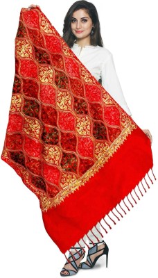 kaps Cashmere Embroidered Women Shawl(Red)