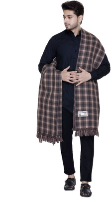 MANBHAV Acrylic Checkered Men Shawl(Beige)