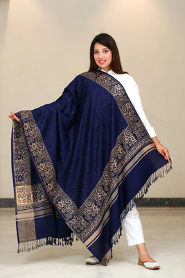 STSHAWLS Acrylic Self Design Women Shawl(Blue)